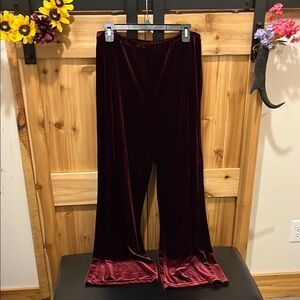 Ilyza Luxurious Velvet Wide Leg Pants in Burgundy